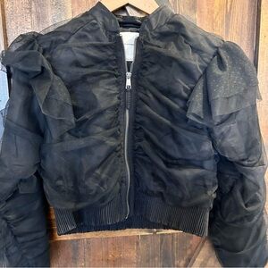 AnthropologieNew with Tags Black Sheer Bomber Jacket